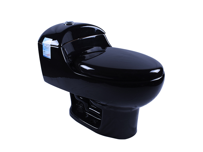 Black Porcelain Siphon Dual Flush Elongated Toilet WC With S-Trap 300 mm