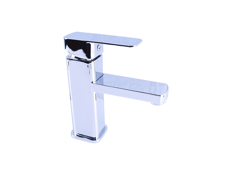 Square Brass Sink Faucet Commercial Basin Mixer Tap With Chrome Finished