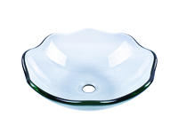 Lotus Shaped Clear Tempered Glass Bathroom Basin Sink Vessel