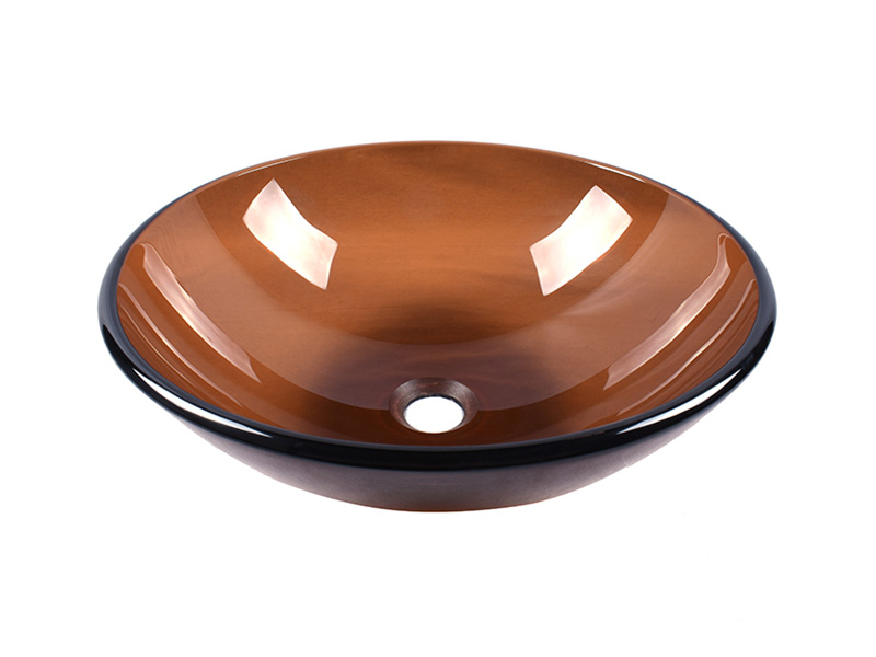 Semi transparent Above Counter Round Basin Sink Bowl in Bronze Color