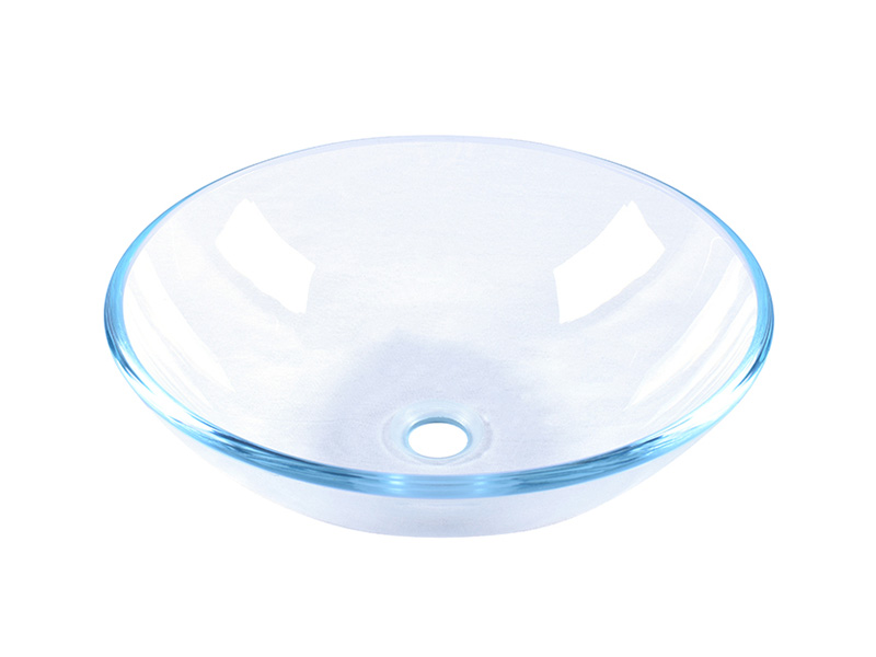 Super White Glass Vessel Sink Basin Bowl-Round  Clear