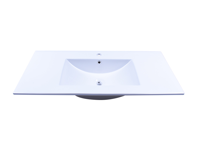 Bathroom White Porcelain Ceramic Vanity Counter Top Wash Sink Vessel 40 Inch