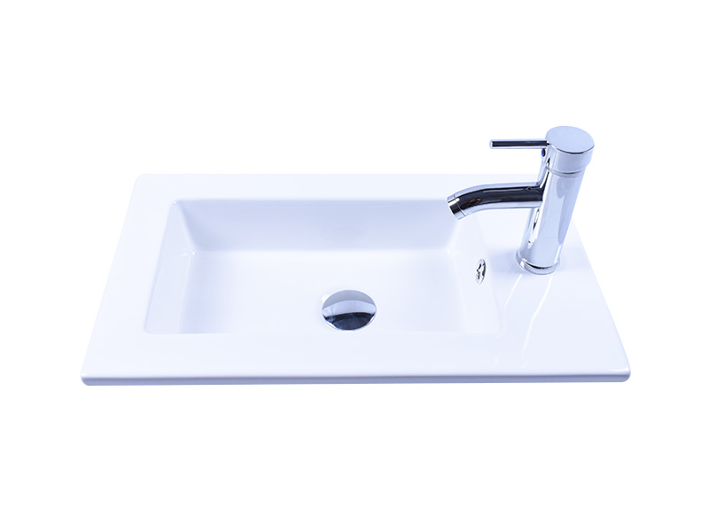 Rectangle White Porcelain Ceramic Basin Sink & Chrome Faucet Combo